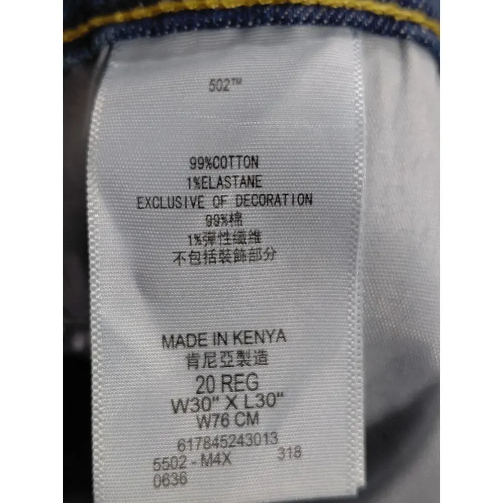 LEVI STRAUSS Blue Straight Stretch Jeans Men 502 Size 30